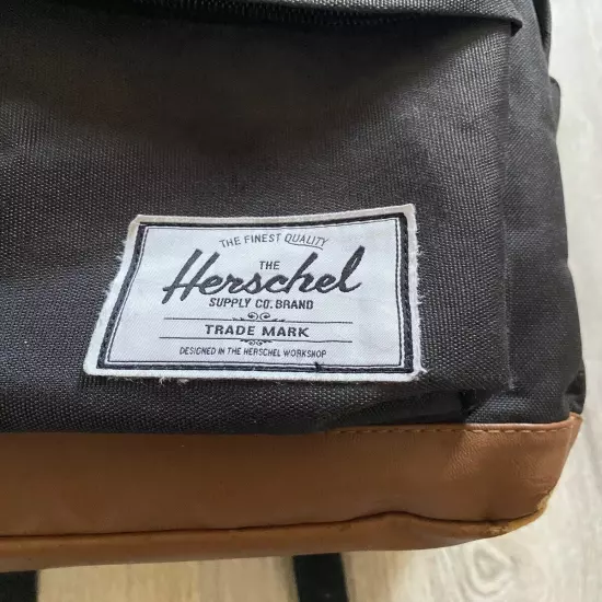 Herschel Backpack Black Brown Leather / One Size Red Inside