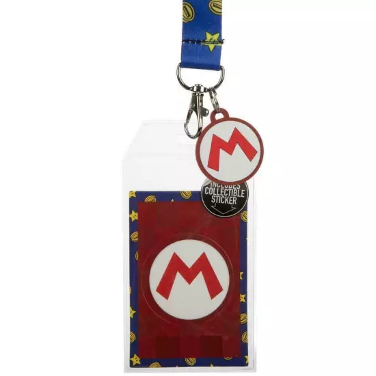 Super Mario Icons Detachable Lanyard ID Badge Holder Keychain Nintendo