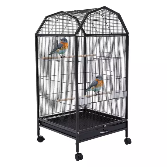 39.9'' Bird Cage Large Play Top Parrot Finch Cage Pet Supply Easy Assemble Black