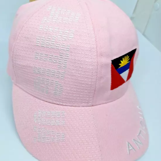 Womens Baseball Cap Hat Pink Antigua Flag Logo Embroidered Souvenir Adjustable