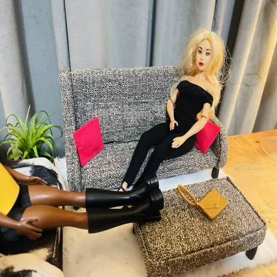 1/6 scale barbie-style handmade furniture-Sofa and Ottoman Coffee table