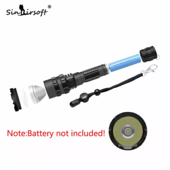 Tactical Flashlight Super Bright LED Torch USB 5 Light Mode Picatinny Rail Mount