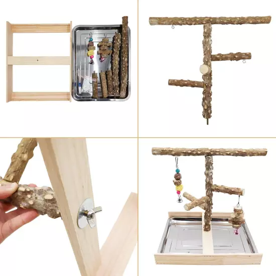 Large Bird Perch Stand Toy Natural Pepper Wood Parrots Playground with Remov