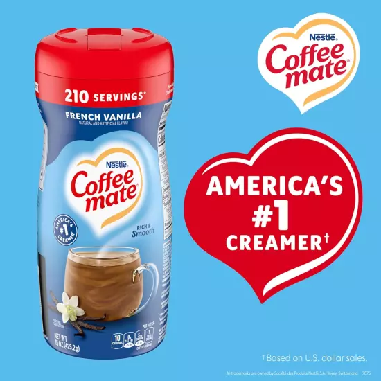 Coffee Creamer, French Vanilla, Non Dairy Powder Creamer, 15 Oz Canister (Pac...