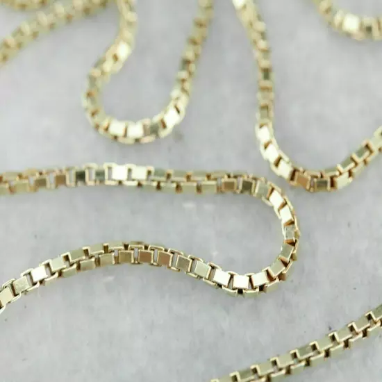 10K Solid Yellow Gold Box Necklace Real Gold Chain 16" 18" 20" 22" 24" 26" 30"