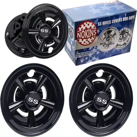 Golf Cart SS Wheel Covers Hub Caps for Most 19 inches, Black 