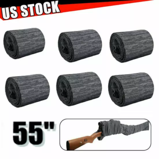 6× 55" Gray Gun Sock Silicone Treated Rifle Protector Shotgun Cover Case Storage