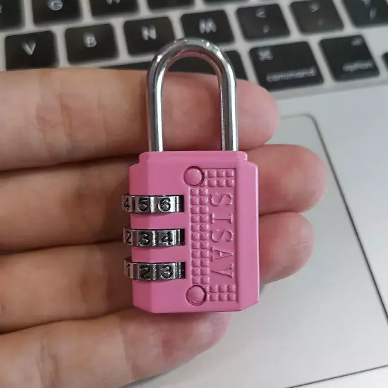 3-Digit Combination Lock – Pink Gym, Outdoor Padlock for School Lockers & Tool