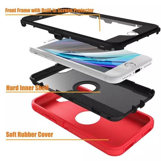 For Apple iPhone 6 7 8 Plus SE 2nd 3rd Shockproof Case Cover + Screen Protector