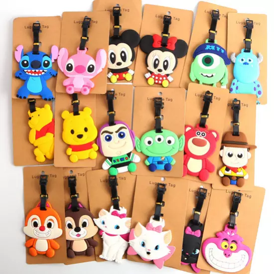 160 Styles New Disney Mickey Stitch PVC Baggage Backpack Suitcase Luggage Tags