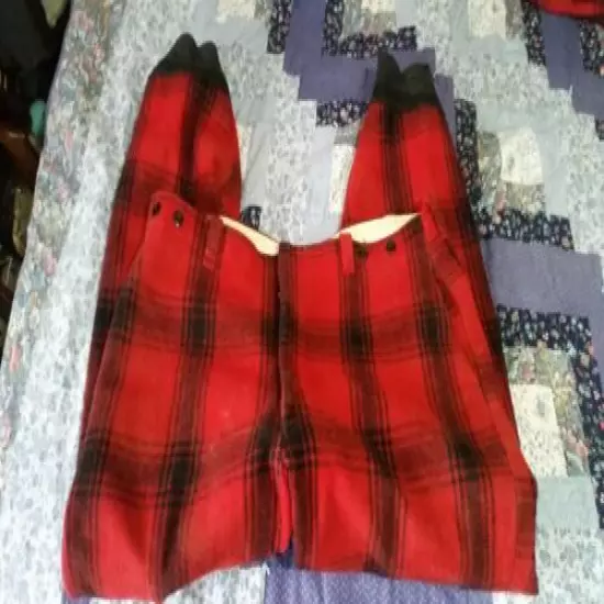 RED BLACK BUFFALO PLAID WOOL HUNTING PANTS 40 WAIST 34 length. READ. Drill sail