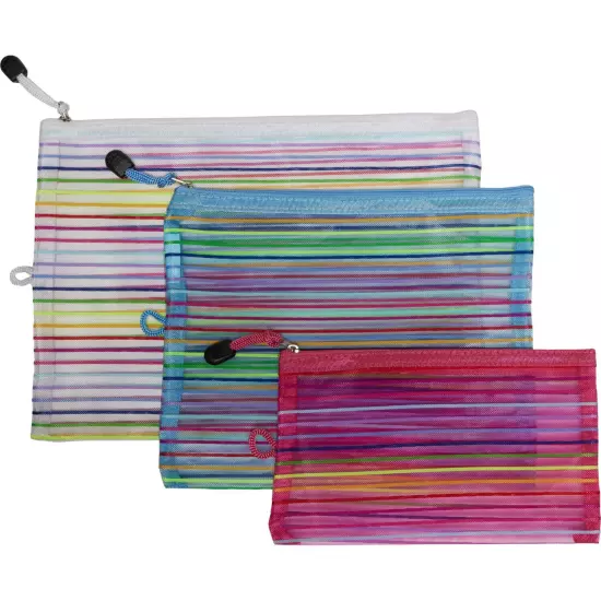 G-Force Striped Packing Bags Set Of 3 Mesh Travel Pouches