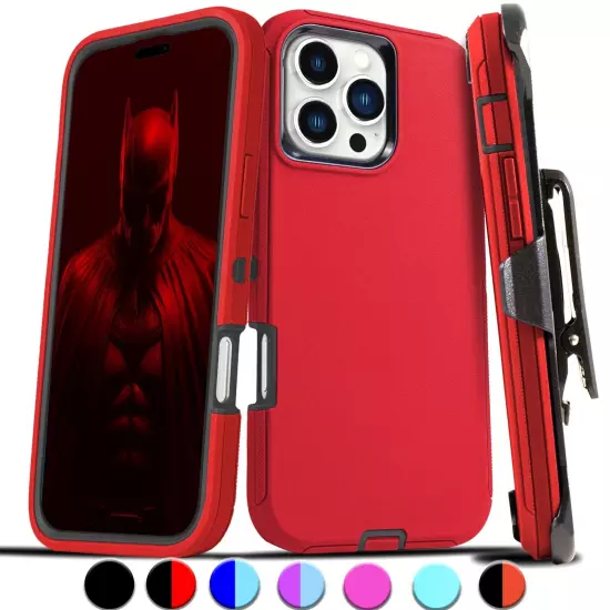 For iPhone 16 15 14 13 12 Plus 11 Pro Max Shockproof Heavy Duty Case + Belt Clip