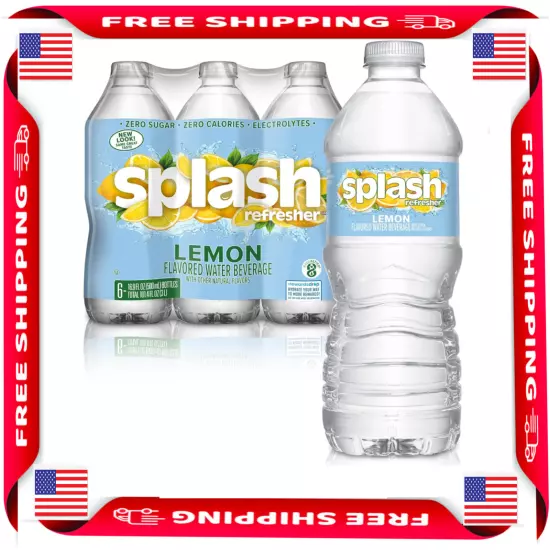 Splash Refresher Lemon Flavored Water 16.9 Fl Oz Plastic Bottle Pack of 6