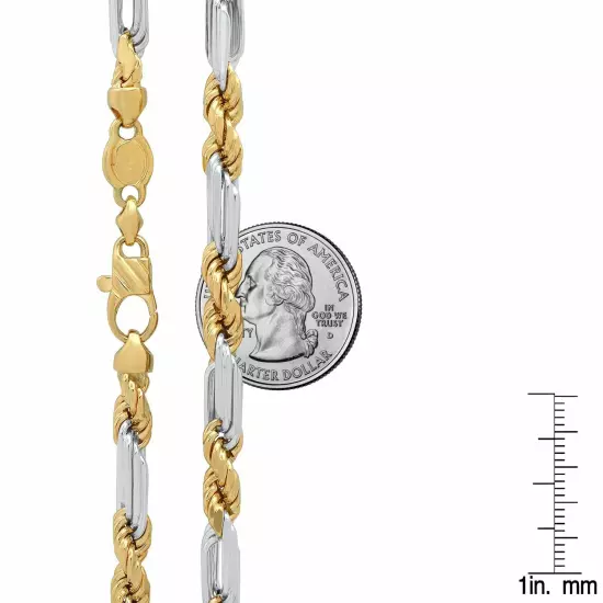 14k Yellow Gold Two Tone Figarope Chain Necklace 3mm-5.6mm Men Women Sz 18"-30"