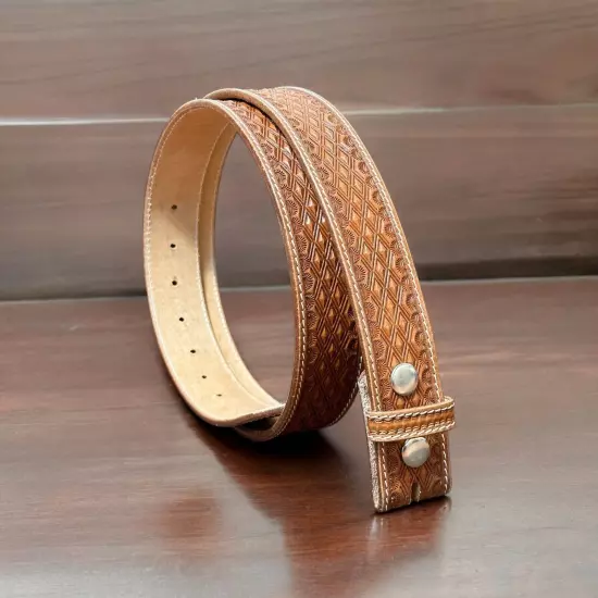 Western Belt Handmade Strap Men's Full Grain Leather No Buckle Cowboy Rodeo Belt