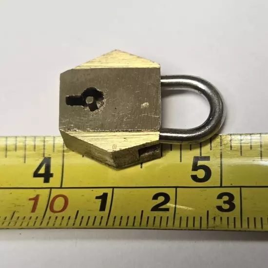 Solid Brass Mini Lever Lock Padlock With Skeleton Key. Tiny 15 mm Made In India.