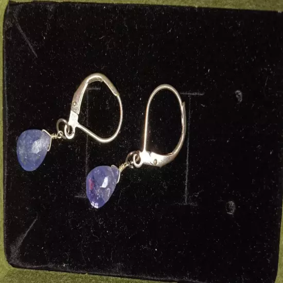 Amethyst Faceted Briolette Leverback Earrings. L 3/8” x W .25”