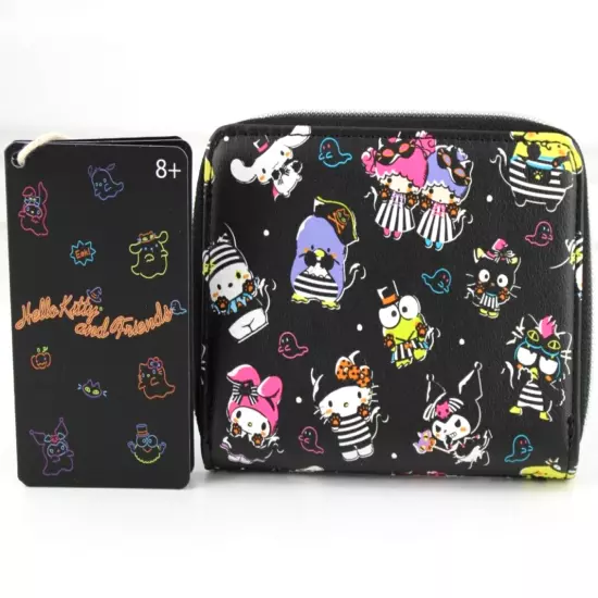 LOUNGEFLY HELLO KITTY AND FRIENDS HALLOWEEN COSTUMES MINI ZIPPERED WALLET NEW