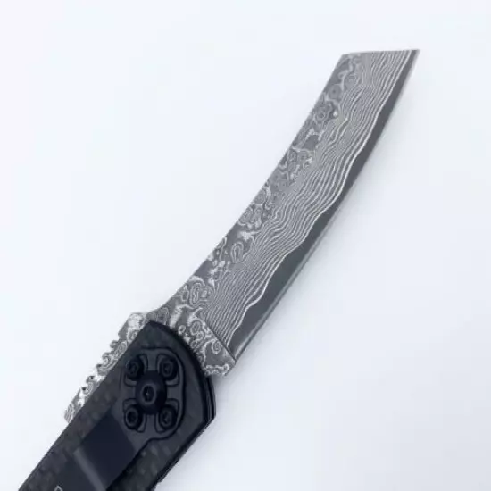 Genuine Damascus Carbon Fibre Handle Razor Folding Knife W/ Clip Men Gift Japan