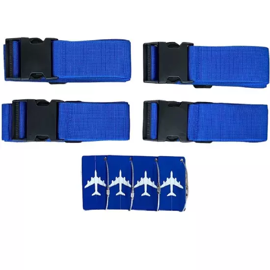 Variety4all 8 Pack Luggage Set, 4 Pack Straps and 4 Pack ID Tags, Heavy-Duty 79"