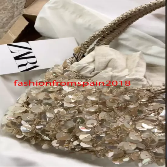 ZARA NEW WOMAN BEADED MINI BUCKET BAG SEQUINS GOLDEN 6529/310