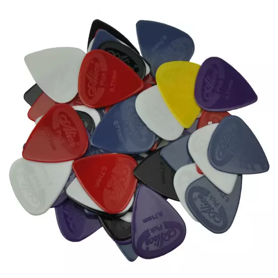 100Pcs Alice 0.71mm Anti-slip Nylon Guitar Picks Plectrums Mixed Colors AP-G