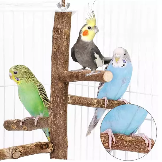 Natural Bird Perch Stand - Parrot Stand Wood Bird Cage Accessories for Parrot...