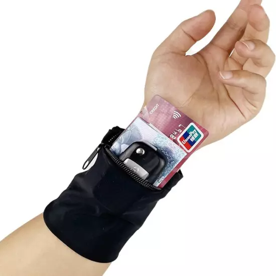 Unisex Zippered Wristband Pouch Runner’S Wrist Pocket Reversible Wrist Wallet