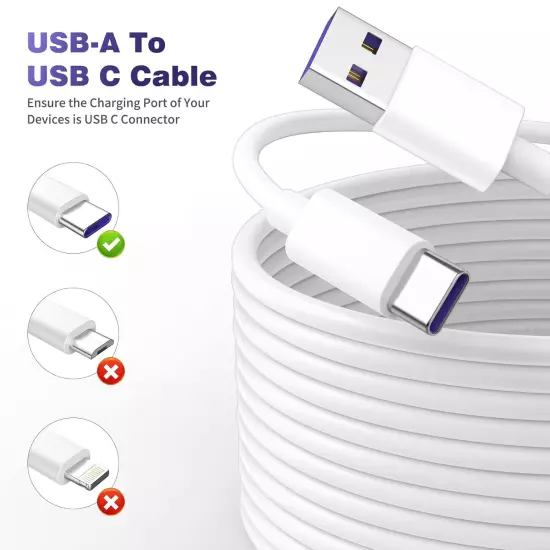 USB to USB C Power Cable for CCTV Camera,33Ft Type C Power Extension Cable