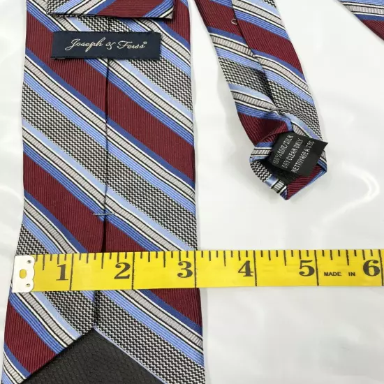 Joseph & Feiss Blue Red Necktie Silk Repp Regimental Tie 3" x 60"