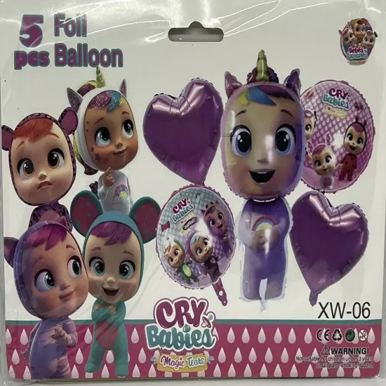 5 Pcs. Happy Birthday Cry Babies Balloons / 5 globos de Bebes Llorones