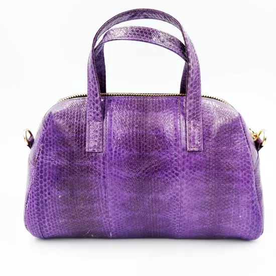 New Purple Genuine Sea Snake Leather Skin Women Shoulder Handbag Purse.