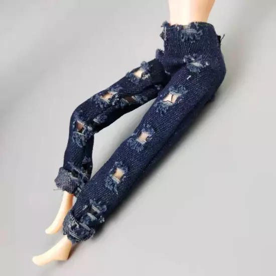 Fashion Floral Jeans Leather Pants Trousers 11.5" Doll Clothes 1/6 Accessories