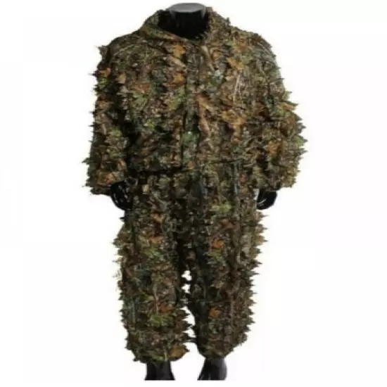 Ghillie Suit 3D Leafy Camo Hunting Suits, Woodland Gilly Suits Hooded Gillies