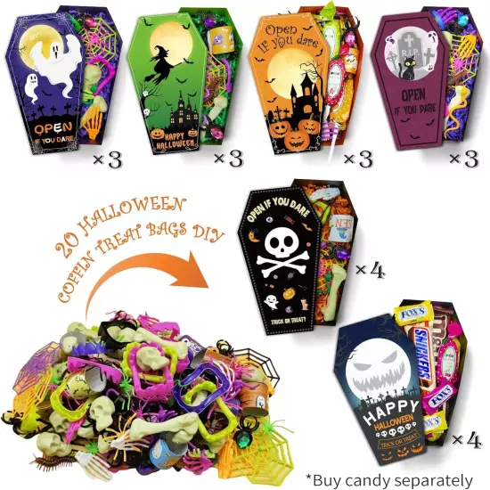 GOAUS Halloween Party Favors 20 Pack Coffin Boxes, Treat Goodie Bags... 