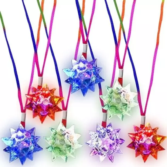 NEW 10 Piece Flashing Crystal Star Necklaces Kids and Adults Party Favors Gift