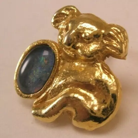 Koala Bear Cabochon Vintage Tie Tack Lapel Pin animal