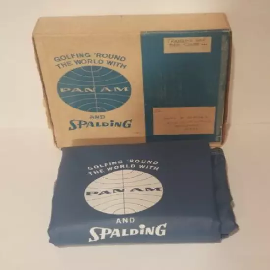 NOS Vintage "Golfing Round The World With" Pan Am & Spalding Golf Bag w/box