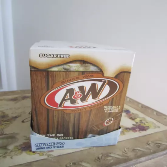 A&W Root Beer On the Go Drink Mix Singles 6 Box 36 Pkt Total Sugar Free 8/25 Exp