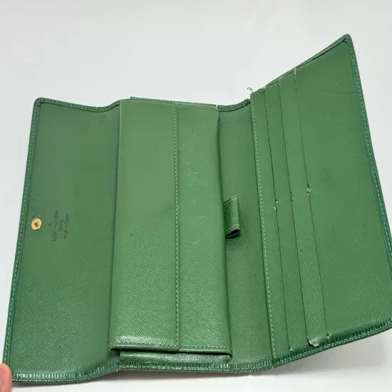 Louis Vuitton LV Epi Leather Long Wallet Green