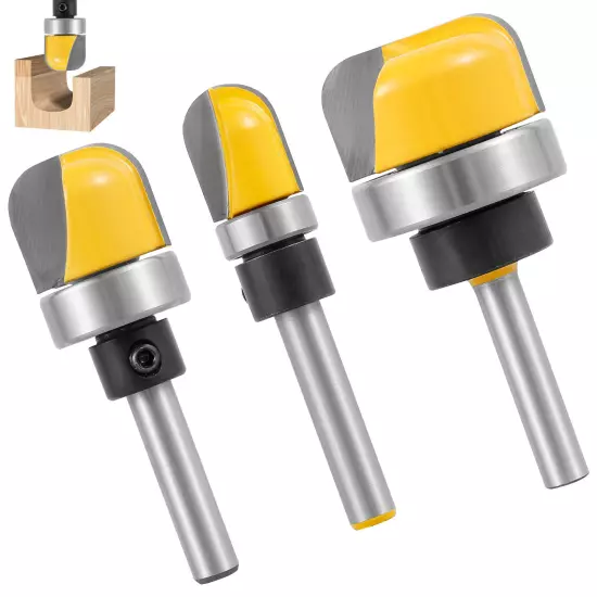 3Pcs 1/4" Shank Bowl and Tray Router Bit Carbide Dish Carving Router Bit Setφ