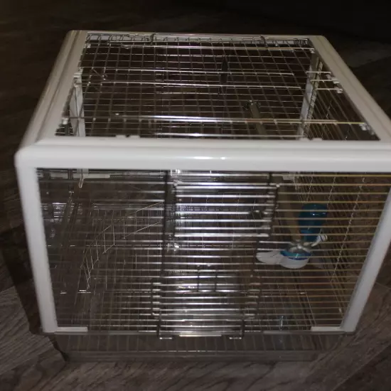 Brand New Stainless Steel, White & Acrylic ASSEMBLED Birdcage for Small Birds!