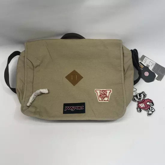 Jansport Crosstalk Messenger Laptop Bag Canvas Embroidered Wisconsin Bucky NWT