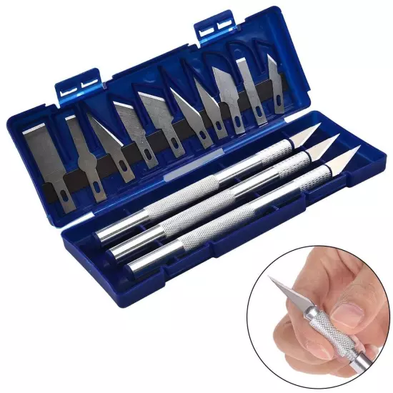 13Pcs Precision Cutter Blades Handle Set DIY Arts Craft Hand Carving Tool Kit AU