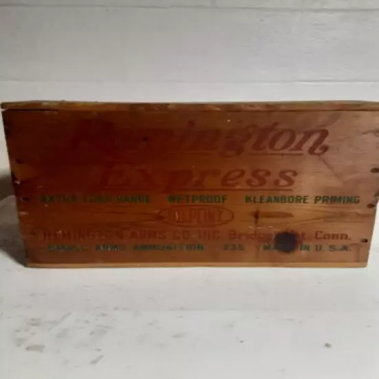 Vintage remington express box wood wooden ammo box