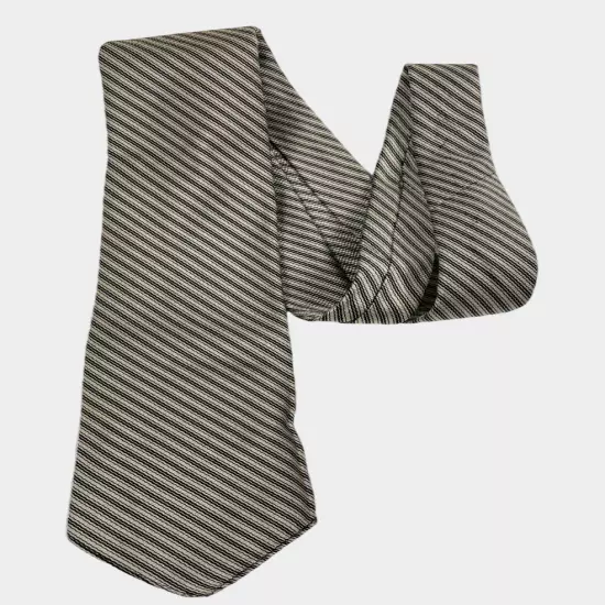 Ely Ties Silver Black Striped Vintage Necktie Silk Tie Men's 3" x 53"