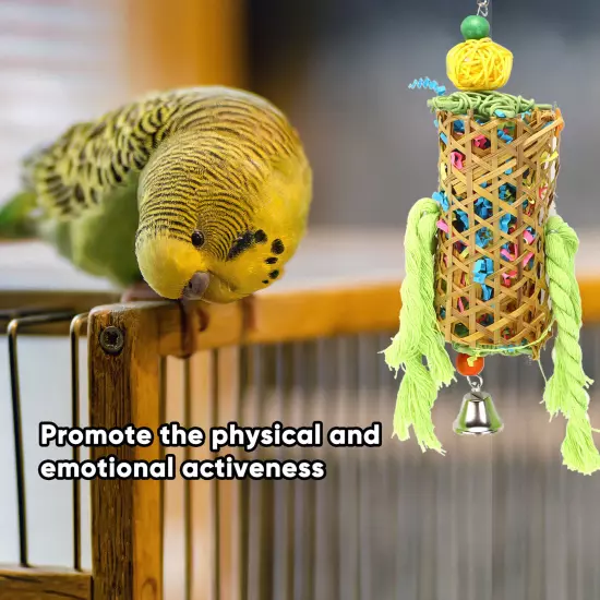 Bamboo Woven Bird Bite Toy Chew Training Paper Silk Cotton Rope Bird Hanging AD5