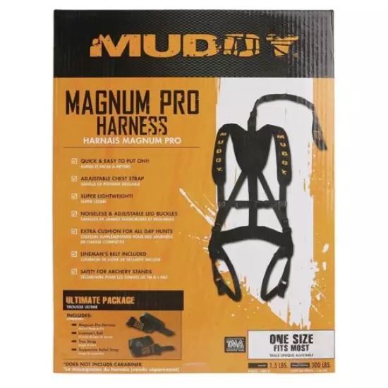 Muddy Outdoors Magnum Pro Padded Adjustable Treestand Harness System, Black- NEW