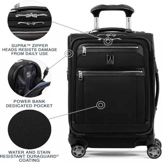 Travelpro Platinum Elite Softside Expandable Luggage 20in Black Suitcase